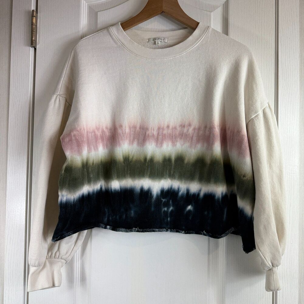 Z Supply Women's Tempest Tie Dye Oversized Cropped Sweatshirt Multicolor Size S